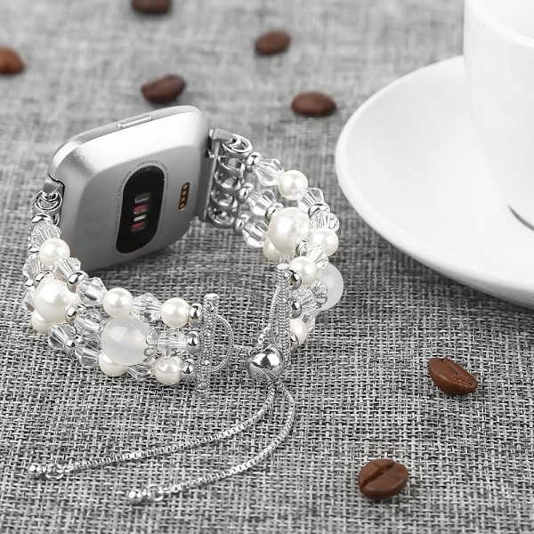 Fitbit Versa 2 / Versa lite / Versa modernt klockarmband i pärlstil - Vit Vit