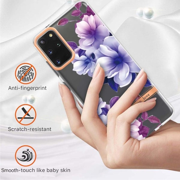 Supertunt och tåligt mjukpärmfodral för Samsung Galaxy S20 Plus - Lila Begonia Lila