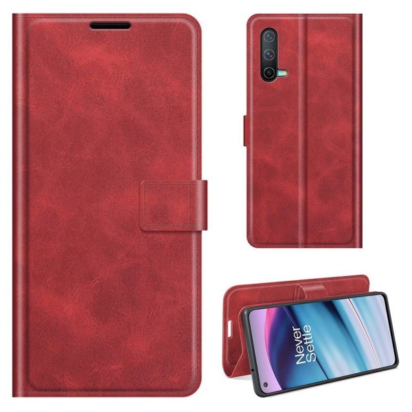 Hållbart konstläder OnePlus Nord CE 5G fodral med plånbok - Röd Röd