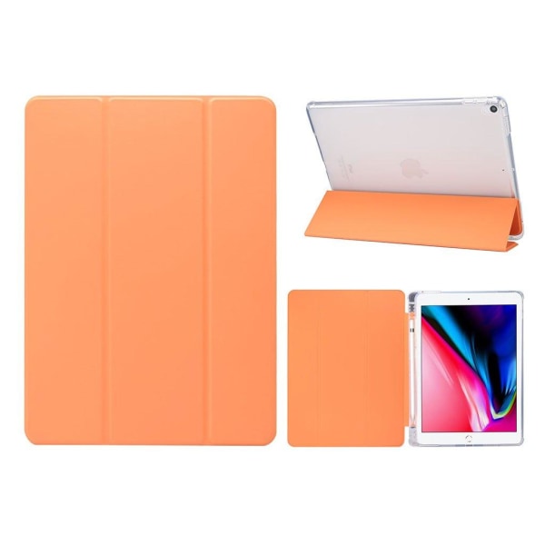 Skin Feeling Tri-fold Stand Leather Flexible Case med Pen Slot i Orange