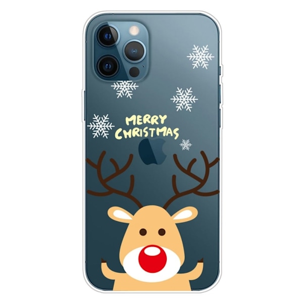 iPhone 14 Pro Funny Christmas Pattern Design Phone Case Soft Flexible Slim stødsikkert Anti-Fingerprint Cover - Hjort Brown