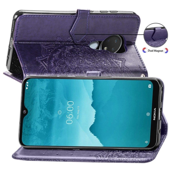 Mandala Nokia 7.2 / 6.2 Flip kotelot - Violetti Purple