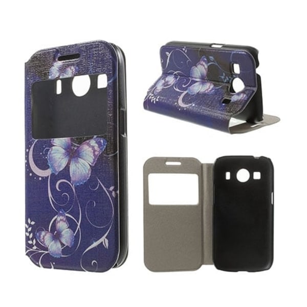 Moberg View Læder Etui Til Samsung Galaxy Ace 4 - Livlig Sommerfugl Multicolor