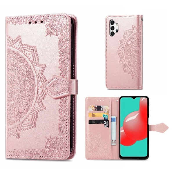 Mandala läder Samsung Galaxy A32 fodral - Rosa Rosa