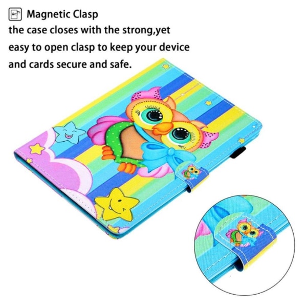 Samsung Galaxy Tab S5e cool mønster læder flip etui - Ugle Multicolor