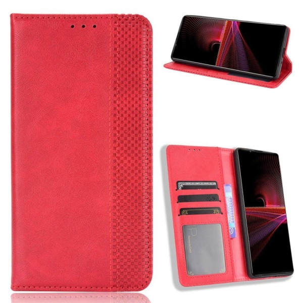 Bofink Vintage Sony Xperia 1 III Nahkakotelo - Punainen Red