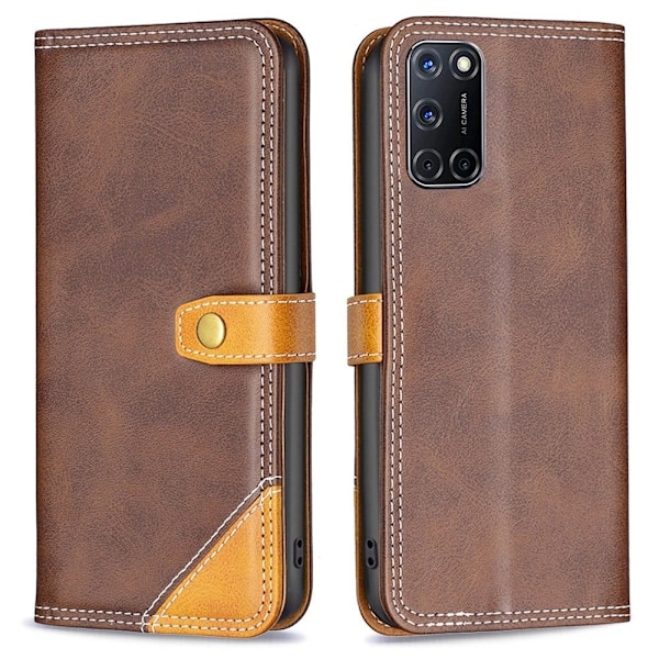 BINFEN tvåfärgat läder Oppo A92 / Oppo A72 / Oppo A52 fodral - Brun Brun