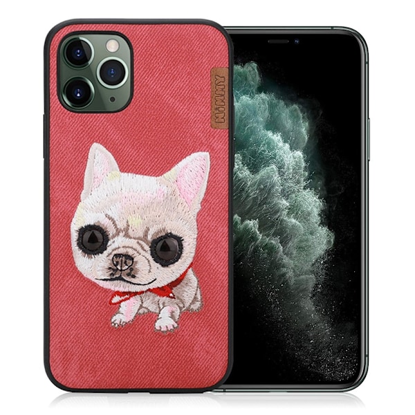 Nimmy Söpö lemmikki iPhone 11 Pro Max kirjailtu kansi - Punainen Red