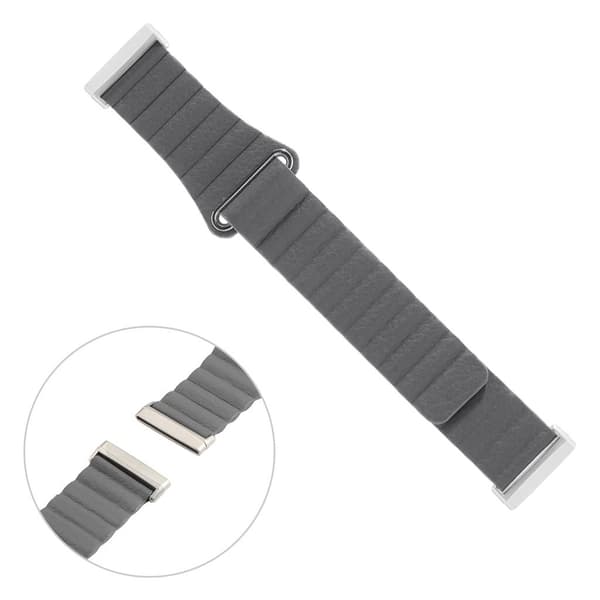 Fitbit Versa 3 urrem i ekte skinn - Grå Silver grey