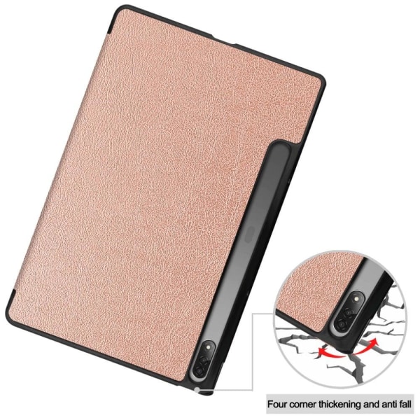 Lenovo Tab P12 Pro tri-fold leather flip case - Rose Gold Pink