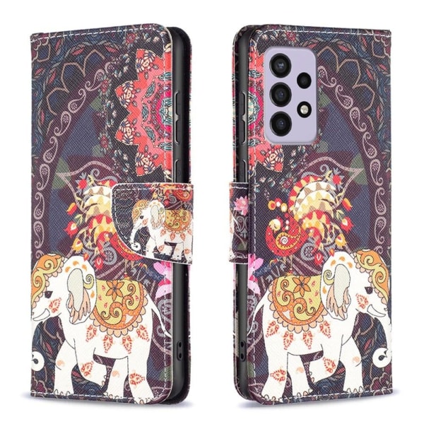 Wonderland Samsung Galaxy A33 5G Flip Etui - Blomst og Elefant Multicolor