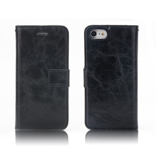 Romer iPhone 7 / 8 Hullu Hevonen Nahkakotelo Lompakko - Musta Black