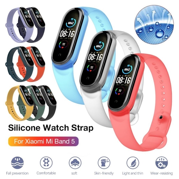 Xiaomi Mi Band 5 simple silikone urrem - Blå Blue