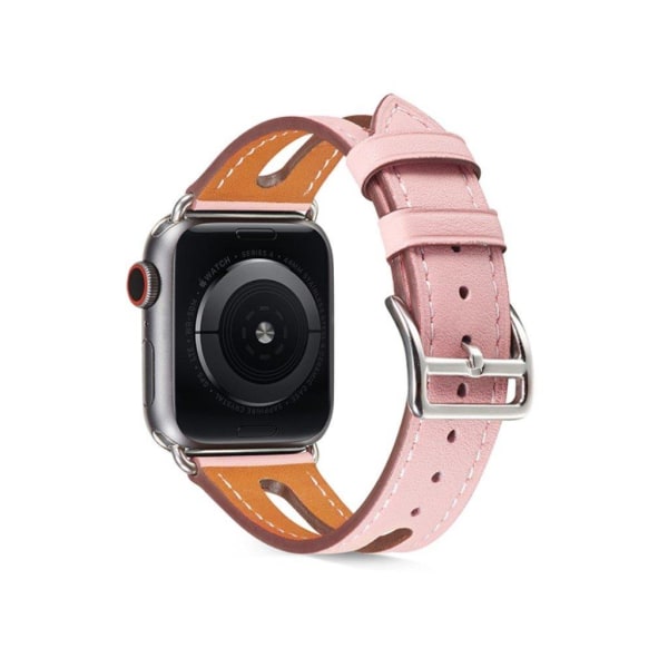 Apple Watch Series 5 40mm læder Læder Urrem - Lyserød Pink