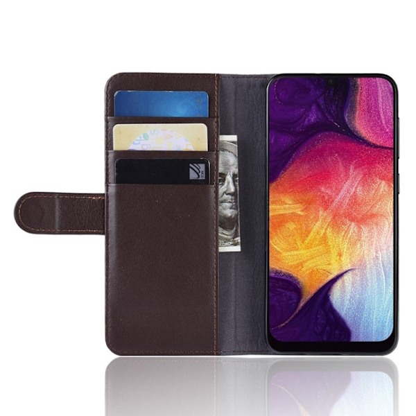 Samsung Galaxy A50 genuine split nahkainen suojakotelo - Ruskea Brown