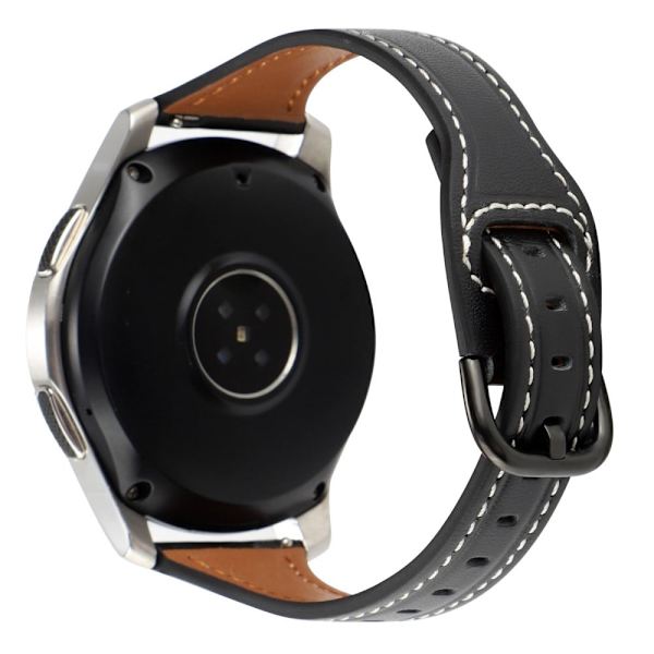 22mm Universal urrem i ægte læder - Sort / Sort Spænde Black