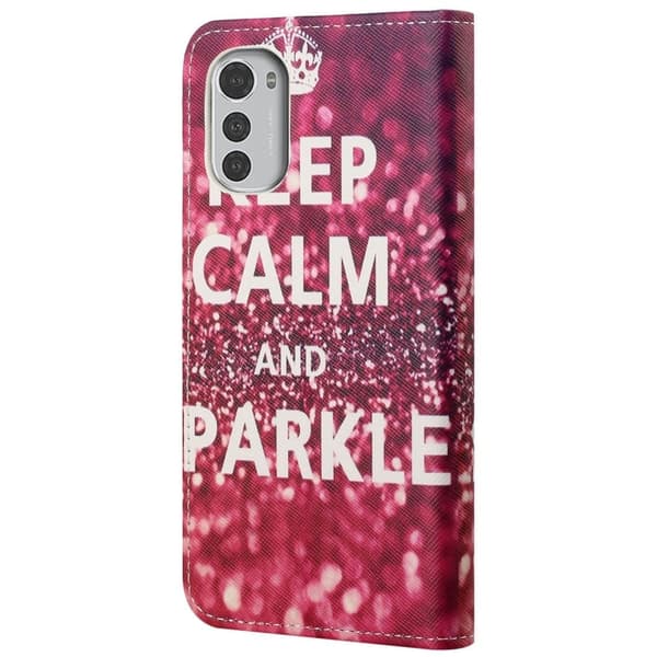 Wonderland Motorola Moto E32 flip kuoret - Kruunu Red