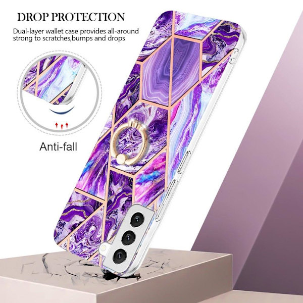 Marmormotiv Samsung Galaxy S23 Plus skal - Mörklila Lila