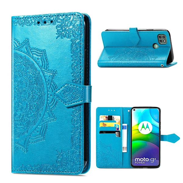 Mandala Motorola Moto G9 Power nahkakotelo - Sininen Blue