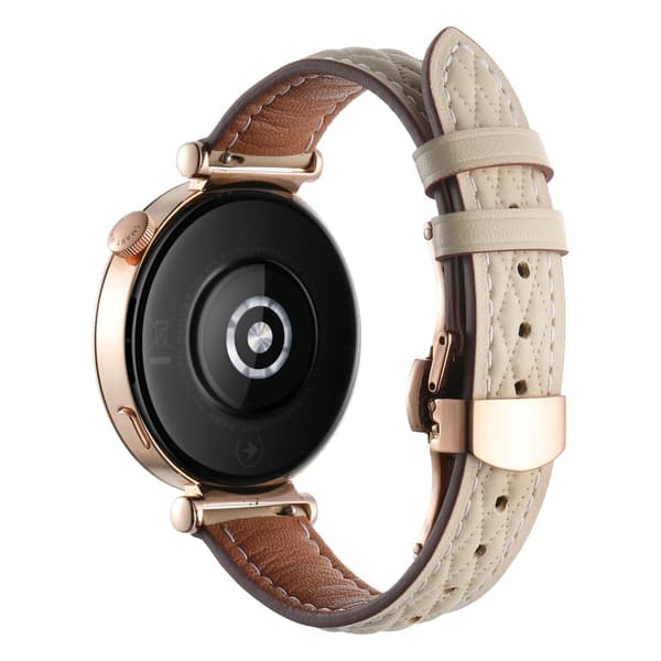 Garmin / Huawei 18 mm universal Rhombus Grid håndleddsarmbånd i ekte kuskinn - Stjernelys White