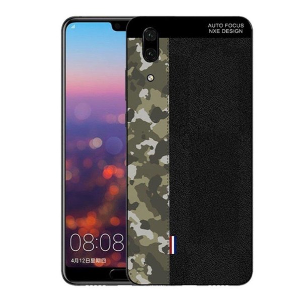 NXE Huawei P20 camouflage Mønster splicing TPU etui - Militærgrøn Camouflage / Sort Green