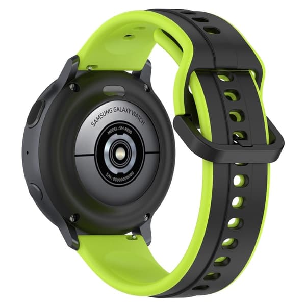 22mm Universal kaksivärinen silikonihihna - Musta / Lime Green