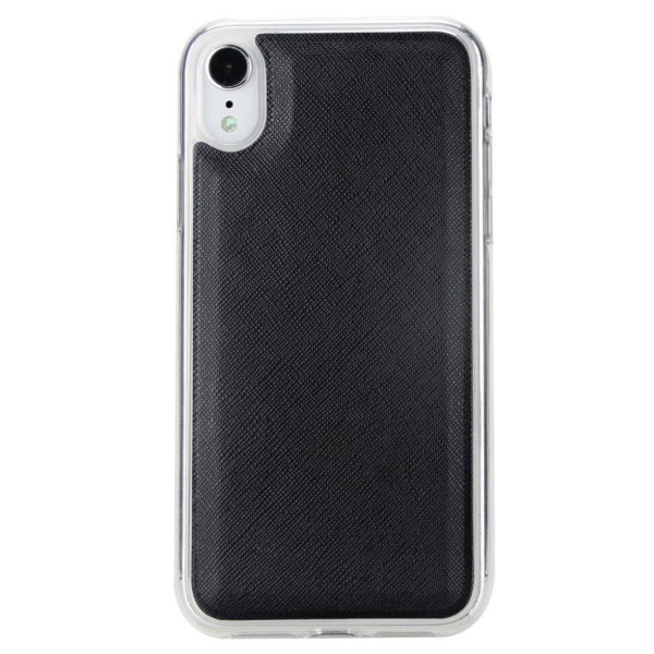 iPhone Xr korsmönstrat syntet läder 2in1 mobilfodral med magneti Svart