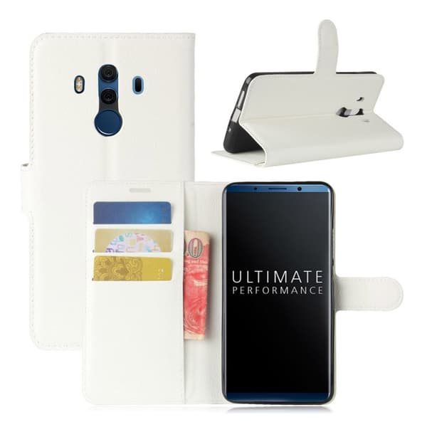 Huawei Mate 10 Pro Etui laget av kunstlær og silikon - Hvitt White