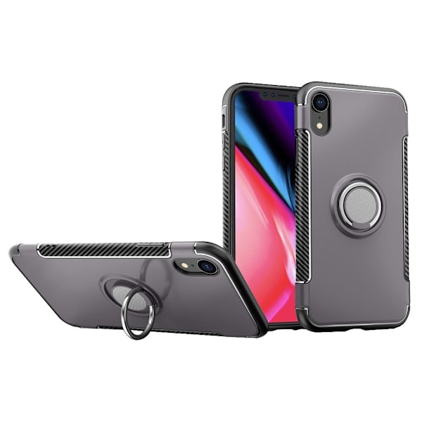 iPhone Xr kombinationsetui med kulfiberstruktur - Grå Silver grey