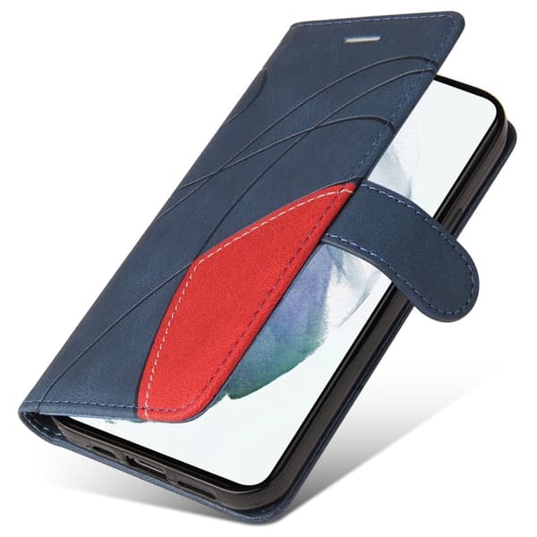 Teksturert læretui med stropp for Samsung Galaxy S22 - Blå Blue