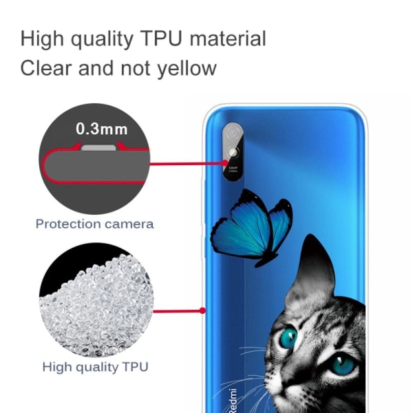 Butterfly läder Xiaomi Redmi 9A fodral - Silver/Grå Silvergrå