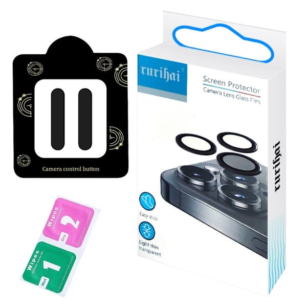 RURIHAI 2-pack Camera Control Button Sticker iPhone 16 Pro Max / 16 Pro / 16 Plus / 16 Glass Camera Button Protector - Transparent Transparent