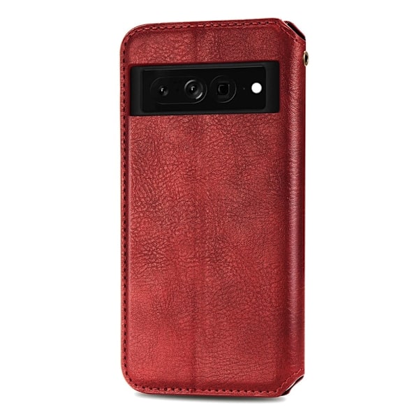 Nahkakotelo With A Stylish Rhombus Imprint For Google Pixel 7 Pro - Punainen Red