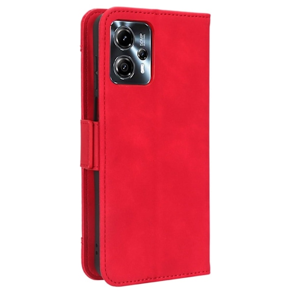 Stilfuldt Læder Etui med Pung til Motorola Moto G23 / G13 - Rød Red