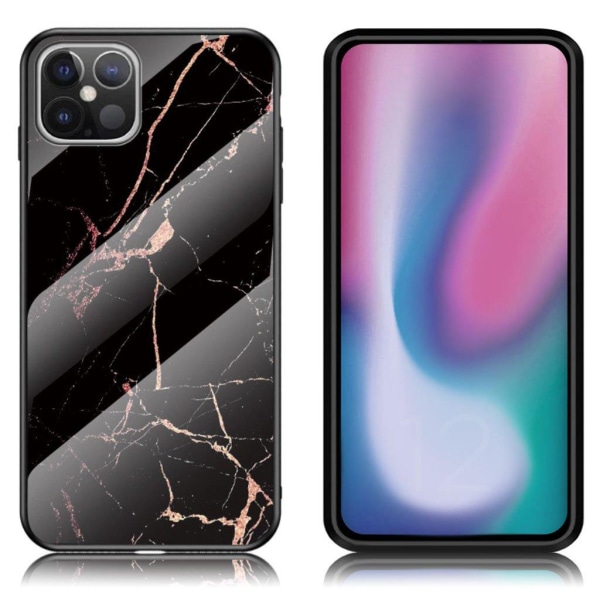 Marble design iPhone 12 Pro Max cover - Sort / Guld Black