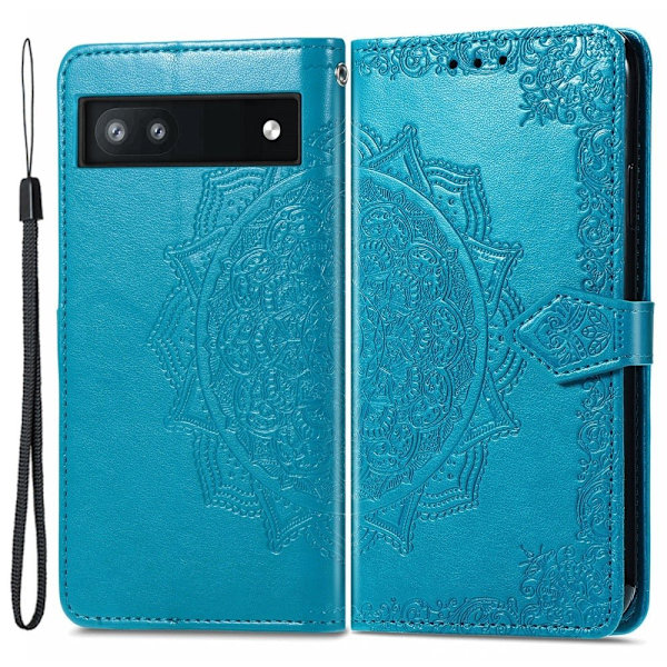 Mandala läder Google Pixel 6a fodral - Blå Blå