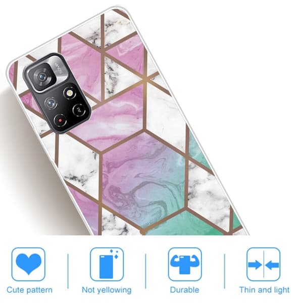 Marble Xiaomi Redmi Note 11 Pro Plus 5G Etui - Hvid Diamant i Farverig Baggrund Multicolor