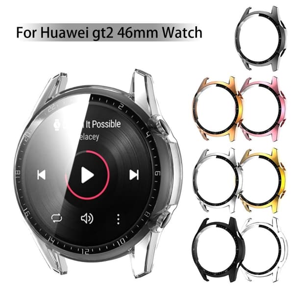 Huawei Watch GT 2 46mm stylish electroplating cover with tempered glass - Transparent Transparent
