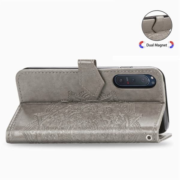 Mandala Sony Xperia 5 II Flippetui - Grå Silver grey