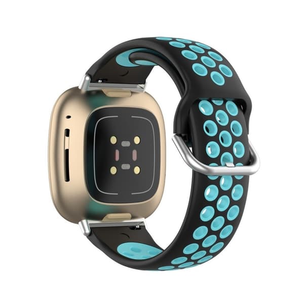 Fitbit Versa 3 / Sense kaksivärinen silikonikellonauha - Musta / Syaani Black