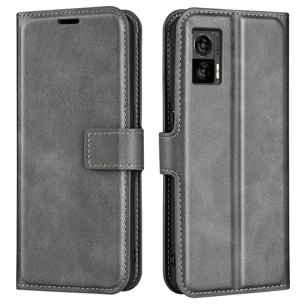 Læderetui med Pung til Motorola Edge 30 Neo - Grå Silver grey