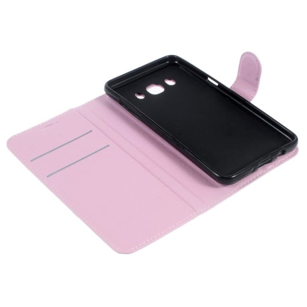 Mankell læder-etui med litchi overflade til Samsung Galaxy J5 (2016) - Lyserød Pink