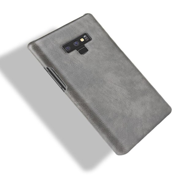 Samsung Galaxy Note9 beskyttelsesetui i kunstlæder med Litchi overfalde - Grå Silver grey