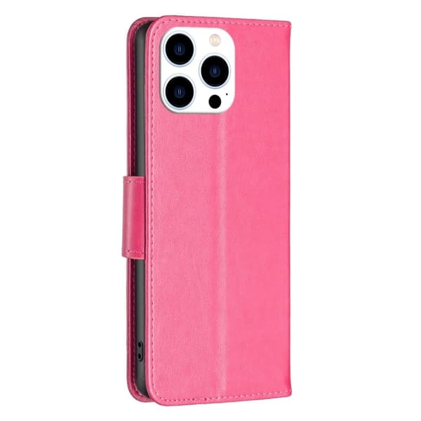 Butterfly iPhone 14 Pro nahkakotelo - Ruusu Pink