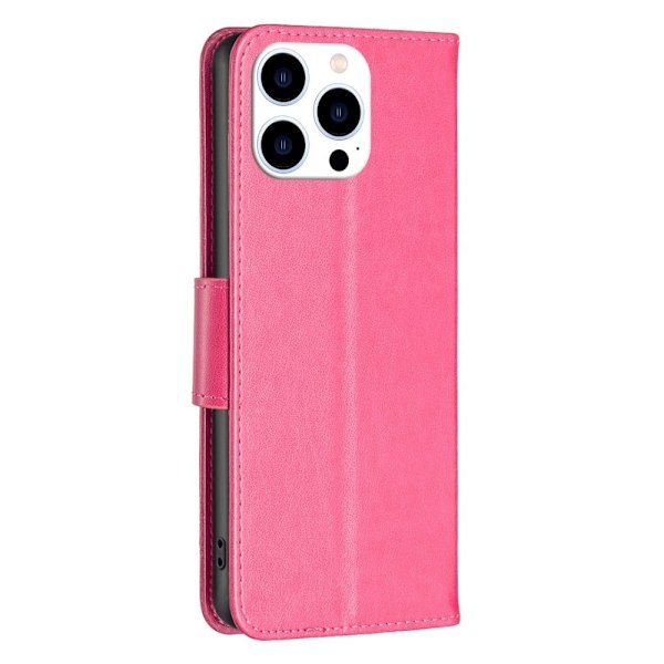 Butterfly läder iPhone 14 Pro fodral - Rosa Rosa
