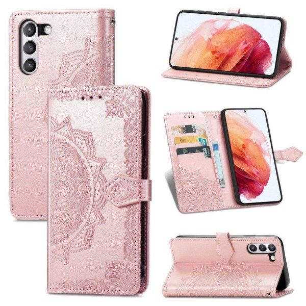 Mandala läder Samsung Galaxy S21 FE fodral - Rosa Rosa