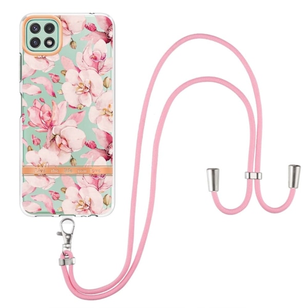 Slankt og slidstærkt softcover med nøglesnor til Samsung Galaxy A22 5G - Lyserød Gardenia Pink