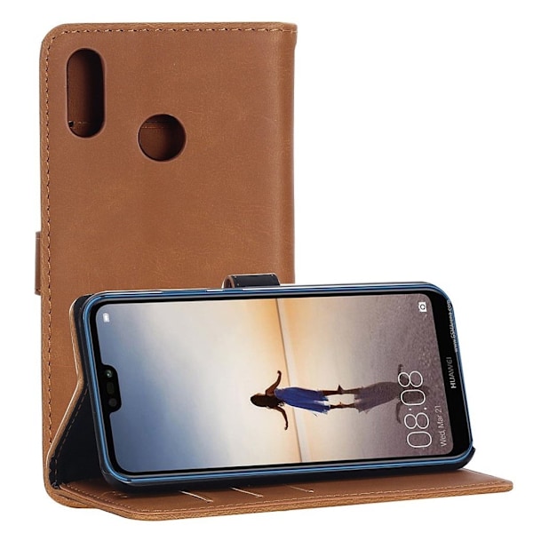 Huawei P20 Lite Fodral i retro stil - Ljus brun Brun