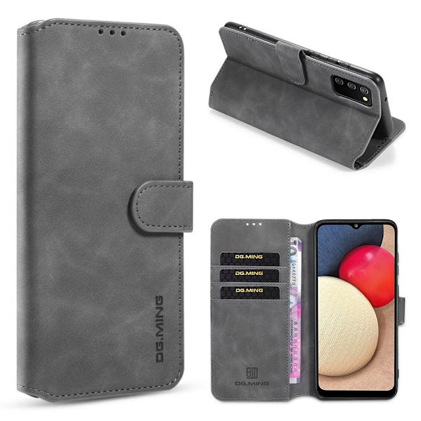 DG.Ming Samsung Galaxy A02s Retro Etui - Grå Silver grey