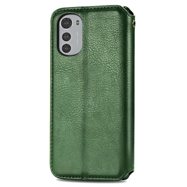 Nahkakotelo With A Stylish Rhombus Imprint For Motorola Moto E32s / E32 / G22 - Vihreä Green